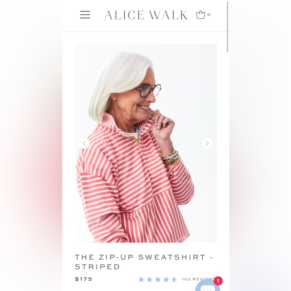 Alice Walk The Zip-up Sweatshirt striped size XS NWOT